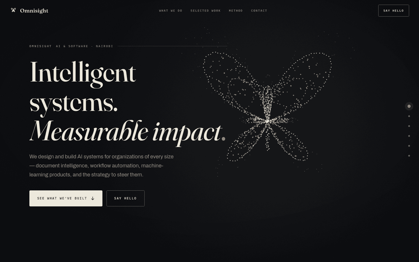 Earlier Omnisight editorial website hero
